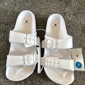 Shade & Shore White Double-Strap Sandals